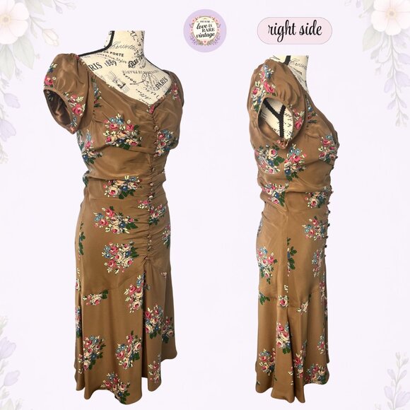 Y2K Betsey Johnson Silk Ruched Floral Dress • USA Made • NWT • Size 6 - Picture 5 of 9